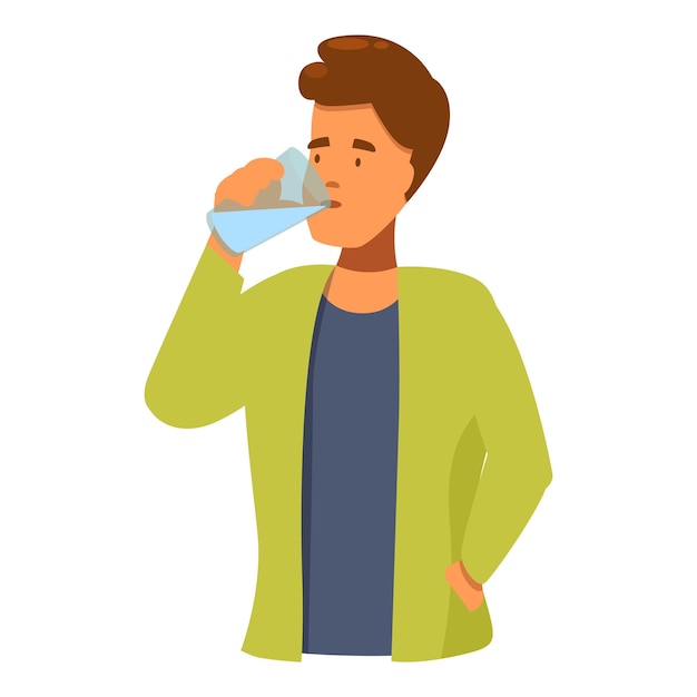 Jonge man drinkt water uit een glas