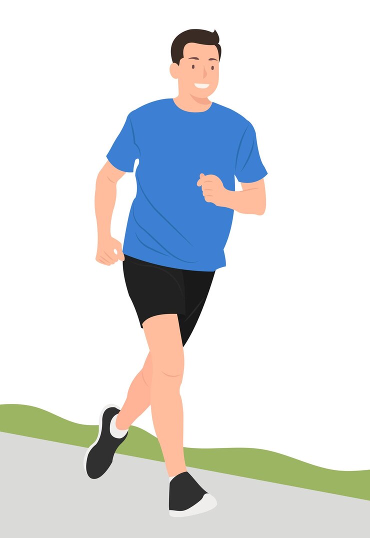 Vector jonge man joggen gelukkig geïsoleerd op wit