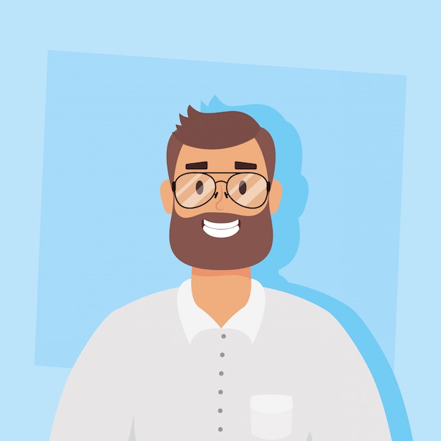 jonge man met baard avatar karakter vector illustratie ontwerp