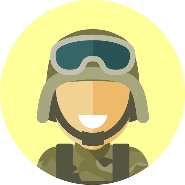 Jonge man soldaat in camouflage militair uniform en helm rond pictogram avatar portret gezicht