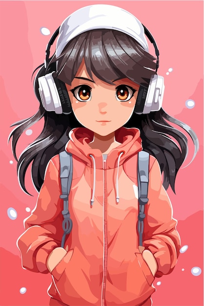 Jonge meisje anime stijl personage vector illustratie ontwerp manga anime meisje