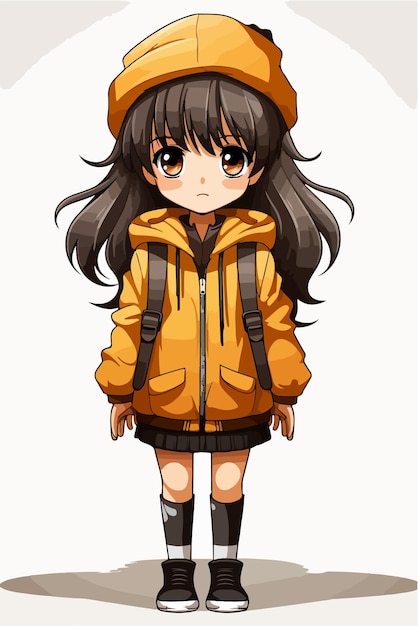 Jonge meisje anime stijl personage vector illustratie ontwerp manga anime meisje