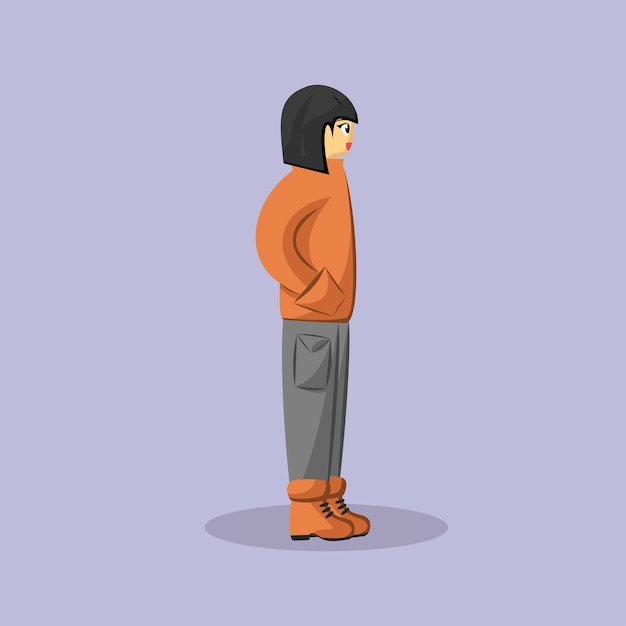 Jonge persoon Design Vector Mensen in warme kleding Mode Vector