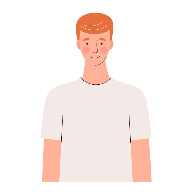 Jonge roodharige man in witte t-shirts sjabloon voor fashion design print avatar vectorillustratie of