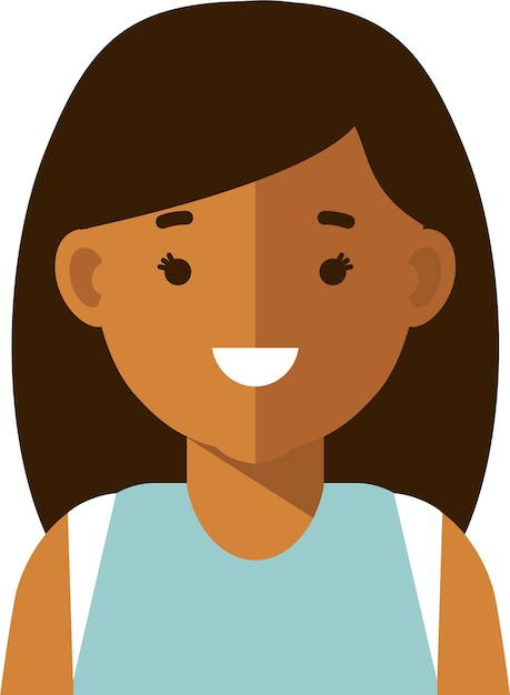 Jonge vrouw Avatar gezicht pictogram in vlakke stijl