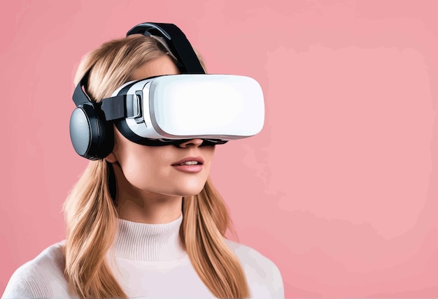 jonge vrouw in vr-bril jonge vrouw in vr-bril jong blond meisje in vr-bril studio opname