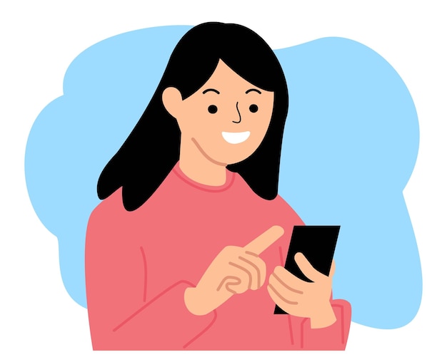 jonge vrouw met een mobiele telefoon met een gelukkig gezicht