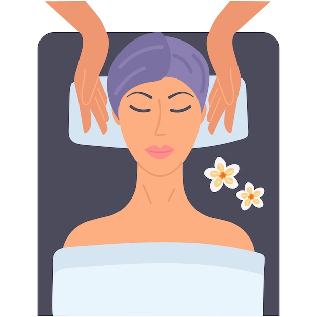 Jonge vrouw op massage vector illustratie van vrouw liggend op bank ontspanning Thaise massage