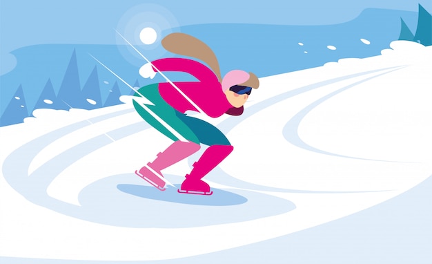 Jonge vrouw schaatsen, wintersport