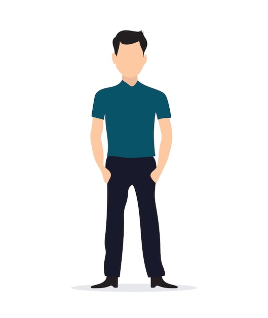 Vector jonge zakelijke karakter plat ontwerp met casual kleding vectorillustratie