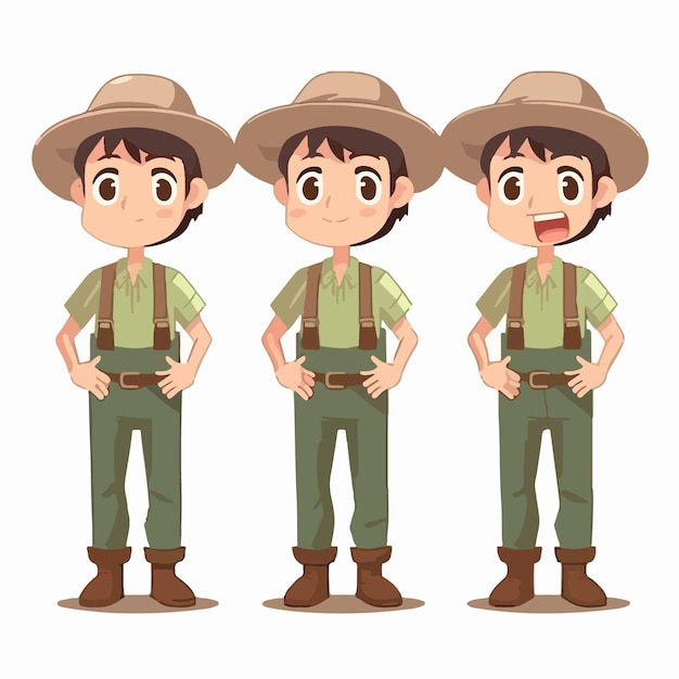 Jongen boer gekleed in boerderij outfit vector illustratie jonge kind cartoon stijl