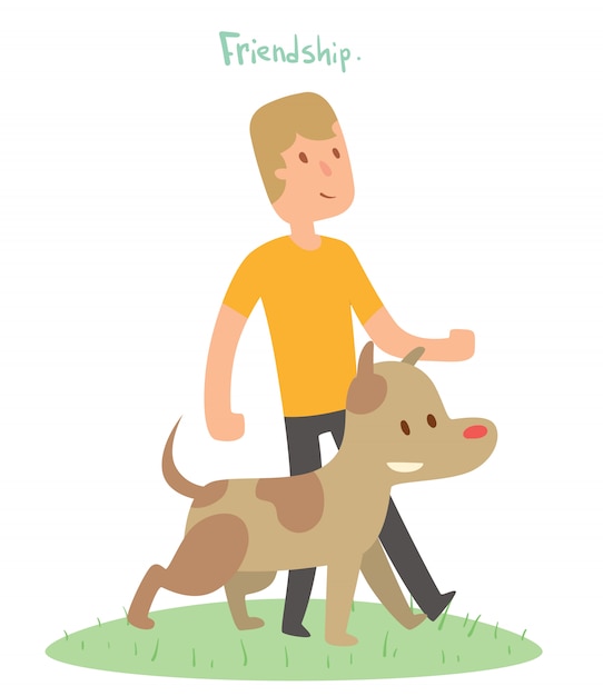 Jongen en hond vrienden vector illustratie