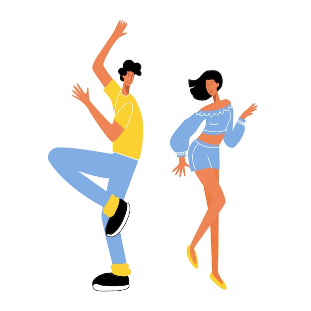 Vector jongen en meisje dansen illustratie