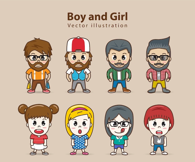 Jongen en meisje karakter
