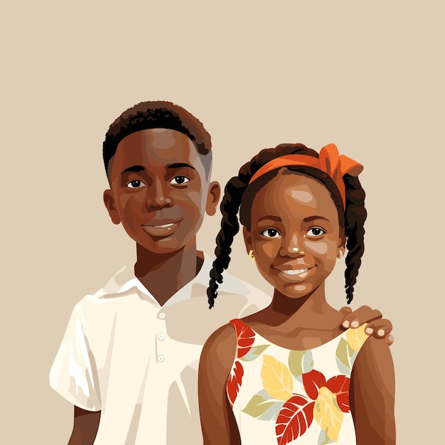 Jongen en meisje uit Haïti vectorillustratie