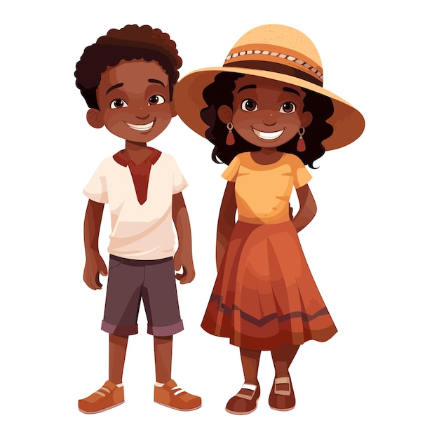 Jongen en meisje uit Haïti vectorillustratie