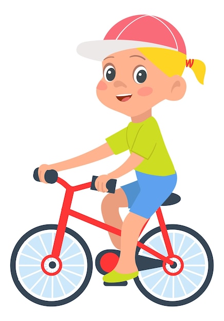 Jongen fietsten cartoon zomer kind activiteit