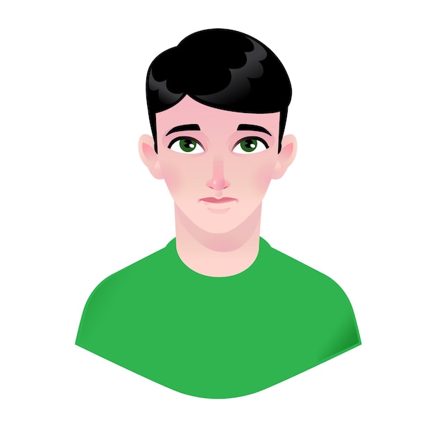 Jongen illustratie. jong kind. karakter voor reclame en design. helder beeld met grote ogen. profiel avatar.