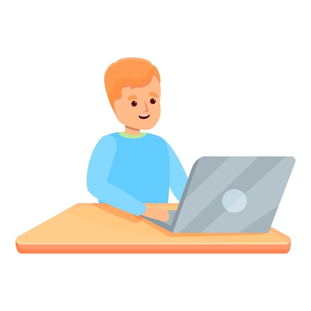 Jongen internet programmeren pictogram Cartoon van jongen internet programmeren vector pictogram voor webdesign geïsoleerd op een witte achtergrond