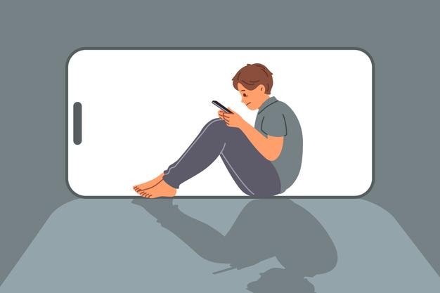 Jongen lijdt aan digitale verslaving en gebruikt onbeheersbaar mobiele telefoon om op sociale netwerken te chatten