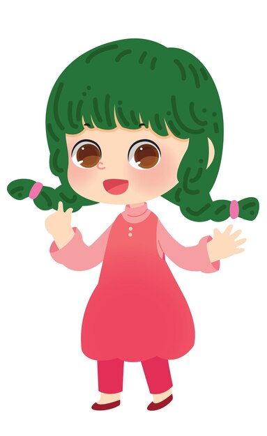 Vector jongen meisje karakter pop baby china kawaii mode