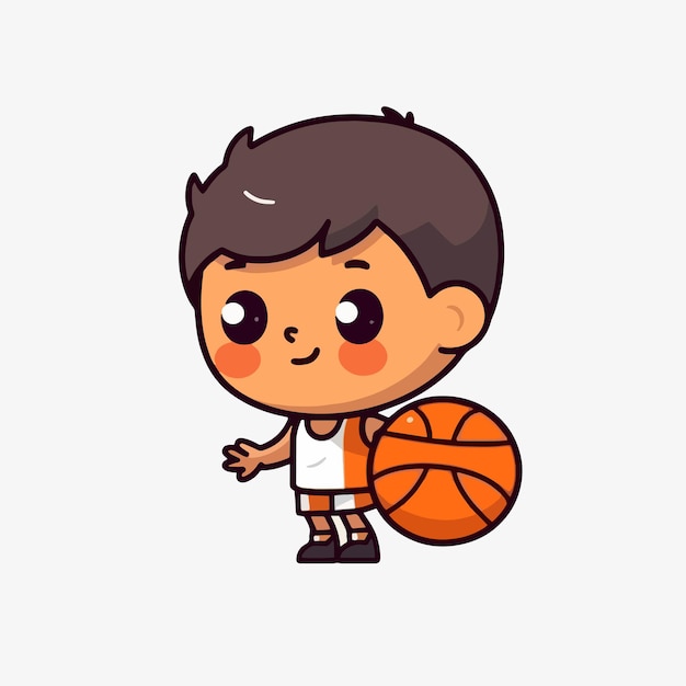 Jongen met een basketbalbal in zijn hand.