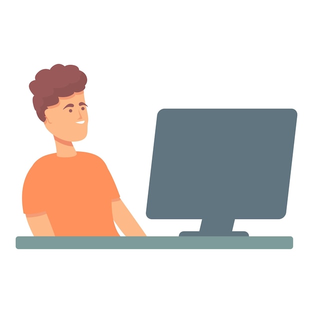Jongen online klasse pictogram cartoon vector Computer kind Student studie