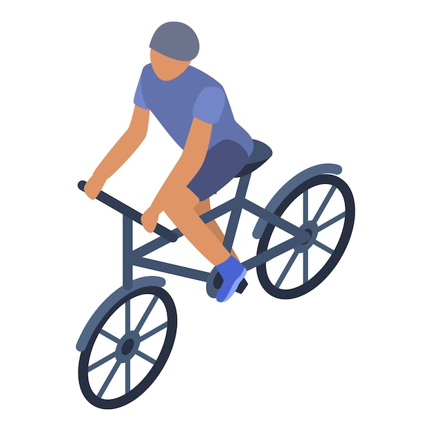 Jongen rit fiets pictogram Isometrisch van jongen rit fiets vector pictogram voor webdesign geïsoleerd op een witte achtergrond