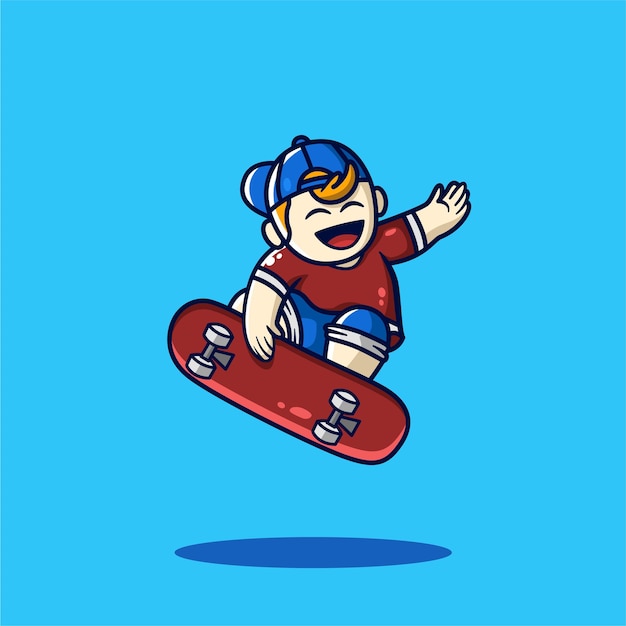 Jongen skateboard spelen