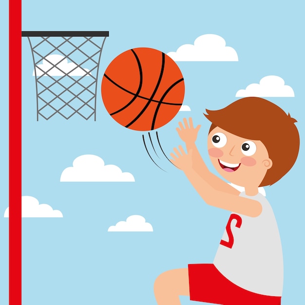 jongen spelen basketbal sport kinderen activiteit