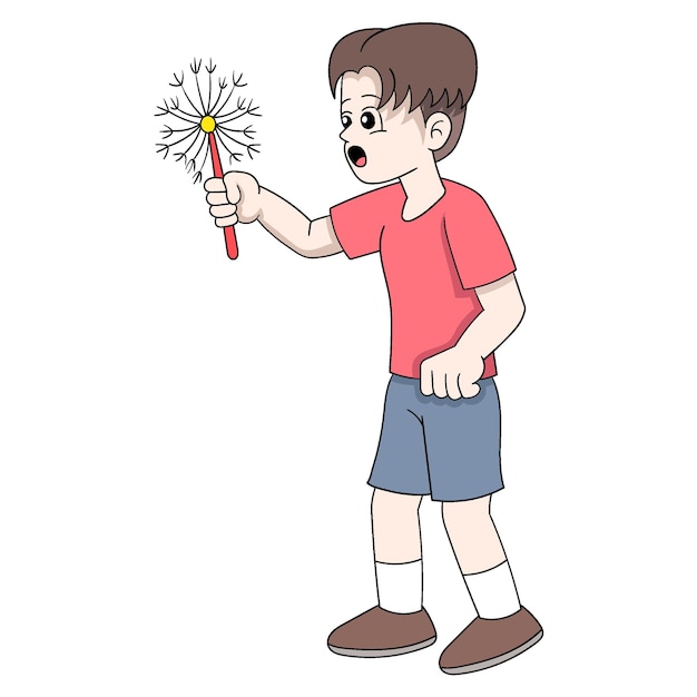 Jongen was alleen zijn verjaardag aan het vieren met klein vuurwerk