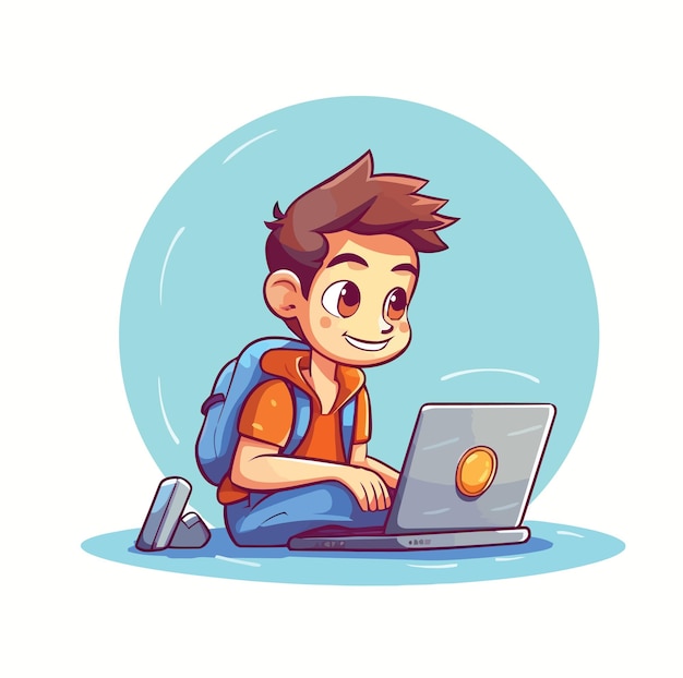 Jongensstudie Met Laptop Mascot4