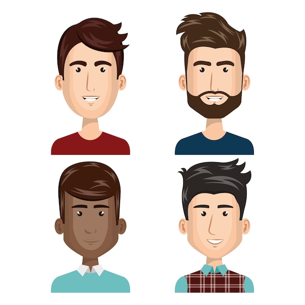 jongeren instellen avatars vector illustratie ontwerp