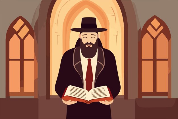 Jood lezing thora jodendom religie in synagoge rabbijnen vector illustratie