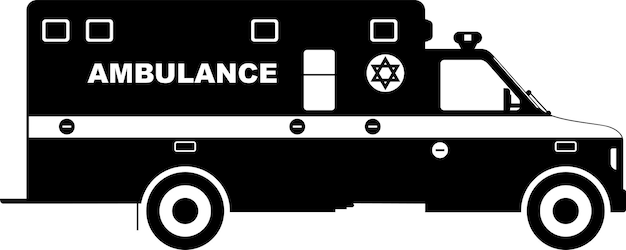 Joodse Ambulance Noodauto met Schild van David Symbool aan de zijkant Pictogram in Vlakke Stijl Vector