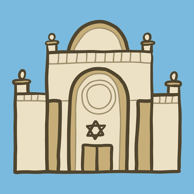 Joodse synagoge pictogram Hand getekende illustratie van Joodse synagoge vector pictogram voor webdesign