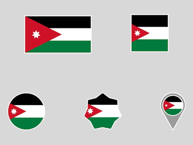 jordan flag icons pack vector illustration