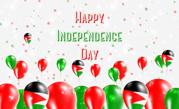 Vector jordan independence day patriotic design. balloons in jordanian national colors. happy independence day vector greeting card.