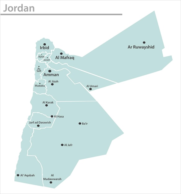 Jordan kaart illustratie vector gedetailleerde Jordan kaart met staatsnamen