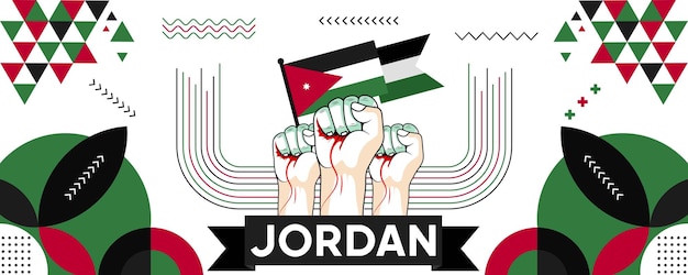 Vector jordan national or independence day banner for country celebration flag of jordan