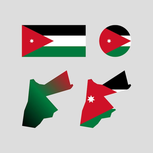 Vector jordan national map and flag vectors set