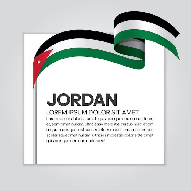 Jordan ribbon flag, vector illustration on a white background
