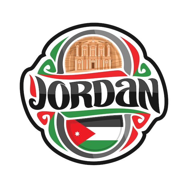 Jordan Sticker Vlag Logo Badge Reizen Souvenir Illustratie