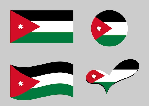 jordanian flag flag of jordan in heart shape jordan flag in circle shape country flag variations