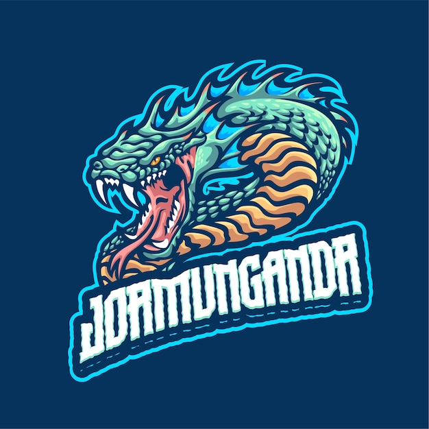 Vettore modello di logo mascotte jormungardr