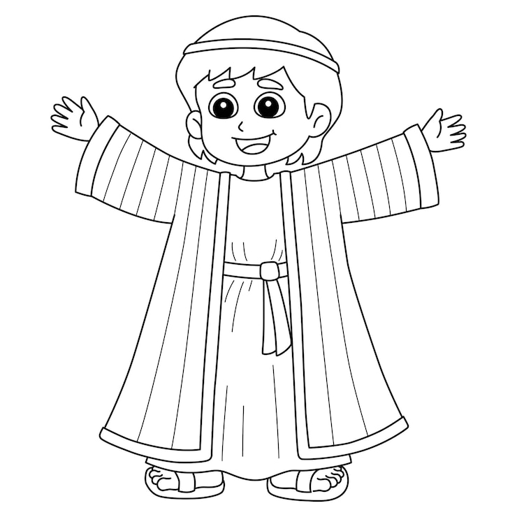 Vector 조셉과 코트 격리 색칠 페이지