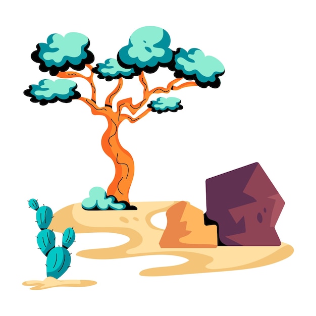 Vector joshua tree flat icon editable design