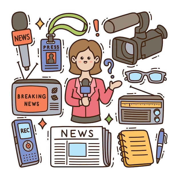 Vector journalist doodle illustration