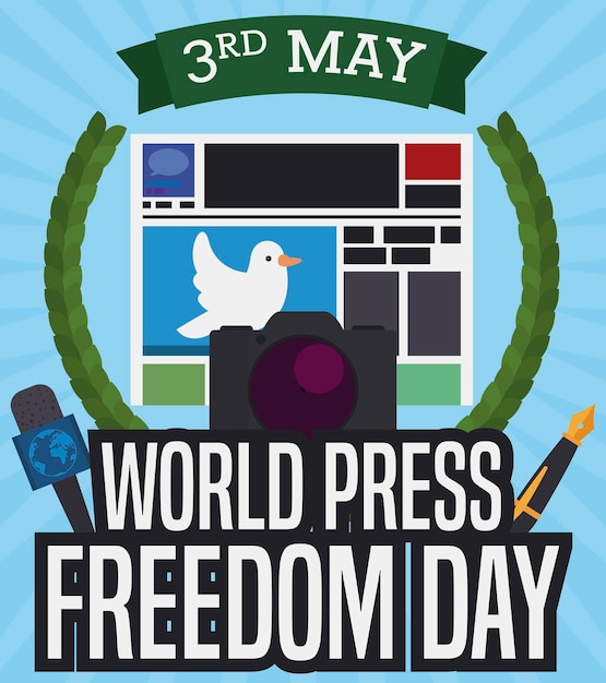 Vector journalist elements ready for action during world press freedom day