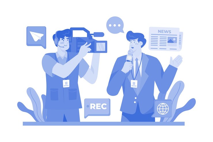 Vector journalist illustration concept on a white background